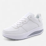 Tênis de Couro com Salto Wedge para Mulheres - Edição Elegância Branco
