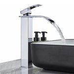 Torneira para banheiro Elegância Bica Alta Cascata Monocomando em Cromado Premium. Alta - 29.5cm Prata