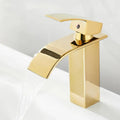 Torneira para banheiro Elegância Bica Alta Cascata Monocomando em Cromado Premium. Baixa - 18.5cm Dourado
