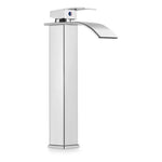 Torneira para banheiro Elegância Bica Alta Cascata Monocomando em Cromado Premium.