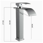Torneira para banheiro Elegância Bica Alta Cascata Monocomando em Cromado Premium.