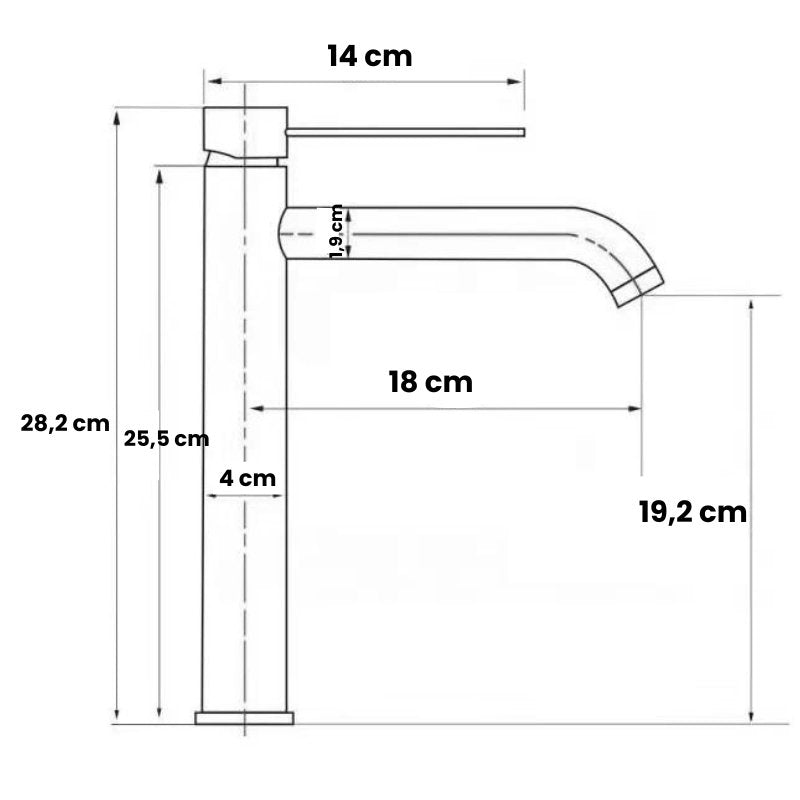 Torneira para banheiro Elegância Bica Alta Monocomando em Cromado Premium.