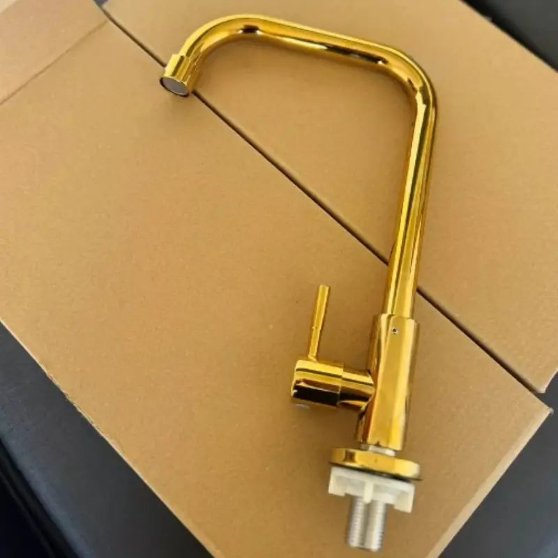 Torneira para banheiro Elegância Bica Móvel Monocomando em Dourado Brilhante.