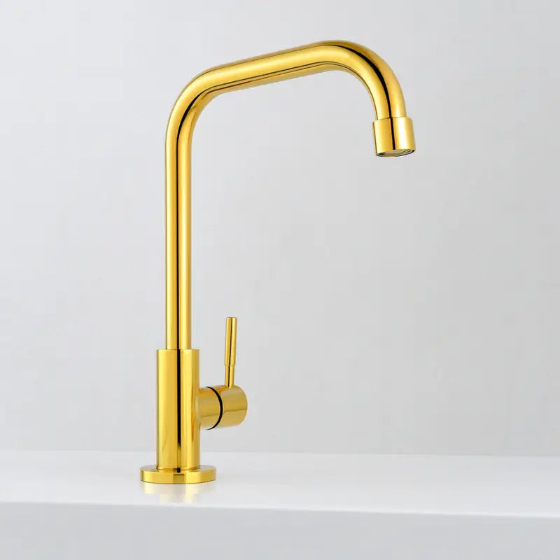 Torneira para banheiro Elegância Bica Móvel Monocomando em Dourado Brilhante.
