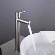 Torneira para banheiro Elegância Monocomando Bica Alta em Aço Inoxidável Polido.