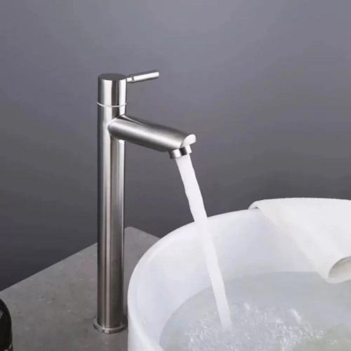 Torneira para banheiro Elegância Monocomando Bica Alta em Aço Inoxidável Polido. Cromado 35 cm