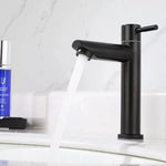 Torneira para banheiro Elegância Monocomando Bica Alta em Aço Inoxidável Polido. Preta 23cm