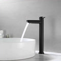 Torneira para banheiro Elegância Monocomando Bica Alta em Aço Inoxidável Polido. Preta 35 cm