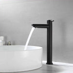 Torneira para banheiro Elegância Monocomando Bica Alta em Aço Inoxidável Polido. Preta 35 cm