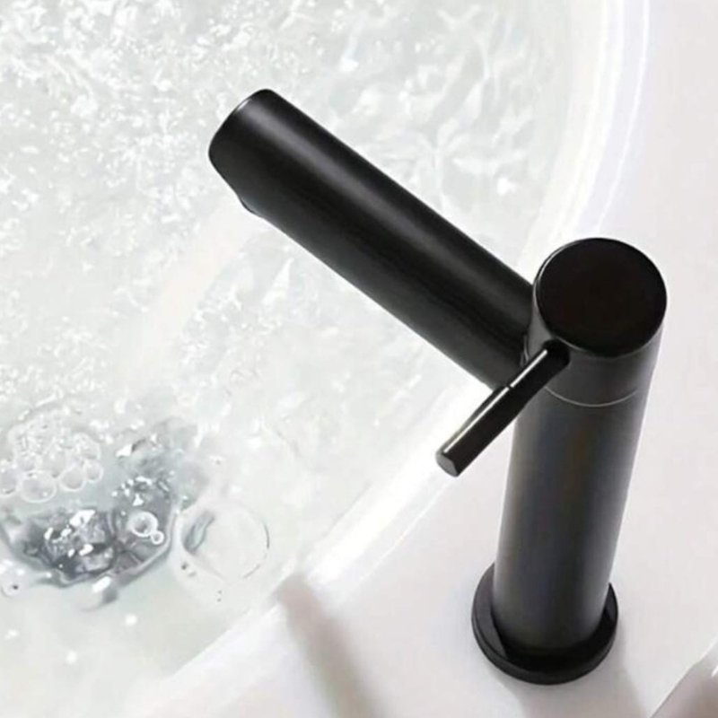 Torneira para banheiro Elegância Monocomando Bica Alta em Aço Inoxidável Polido.