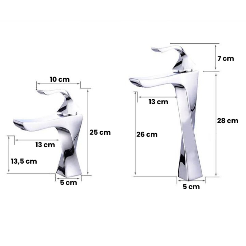Torneira para banheiro Elegância Monocomando Bica Alta em Cromado Premium.