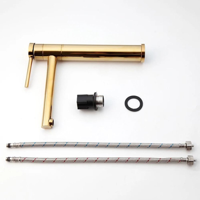 Torneira para banheiro Elegância Monocomando Bica Alta em Dourado Fosco.