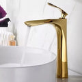 Torneira para banheiro Elegância Monocomando com Design em Bica Alta e Acabamento Cromado Premium. Dourado