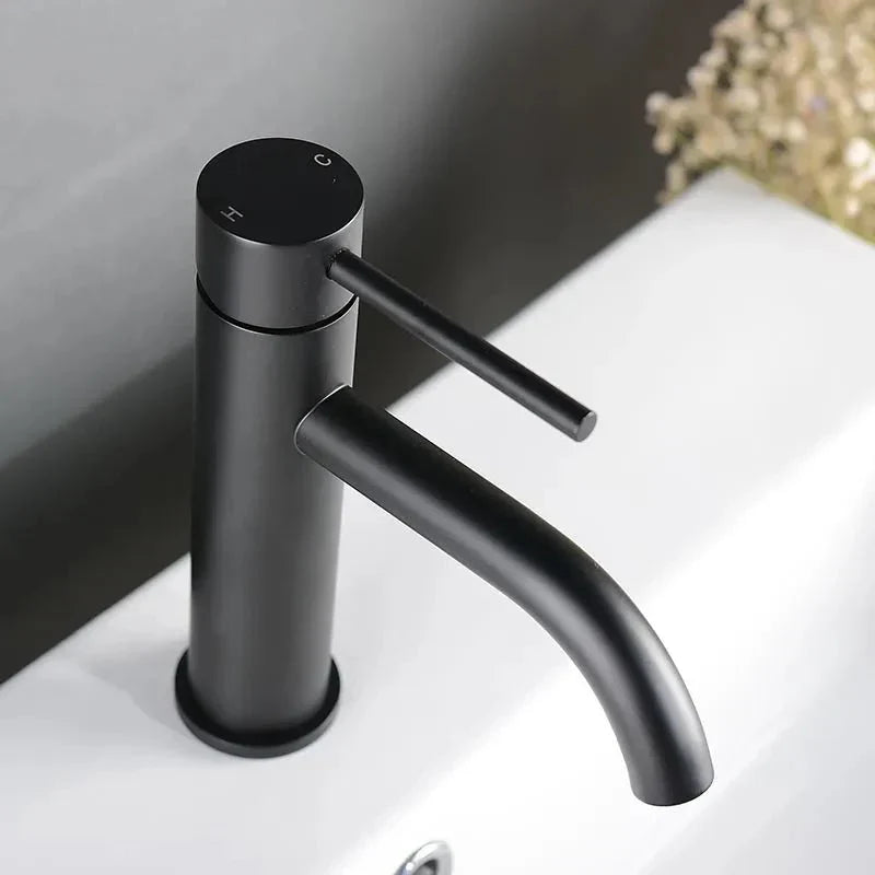 Torneira para banheiro Elegante Bica Baixa Monocomando em Cromado Premium. Preta
