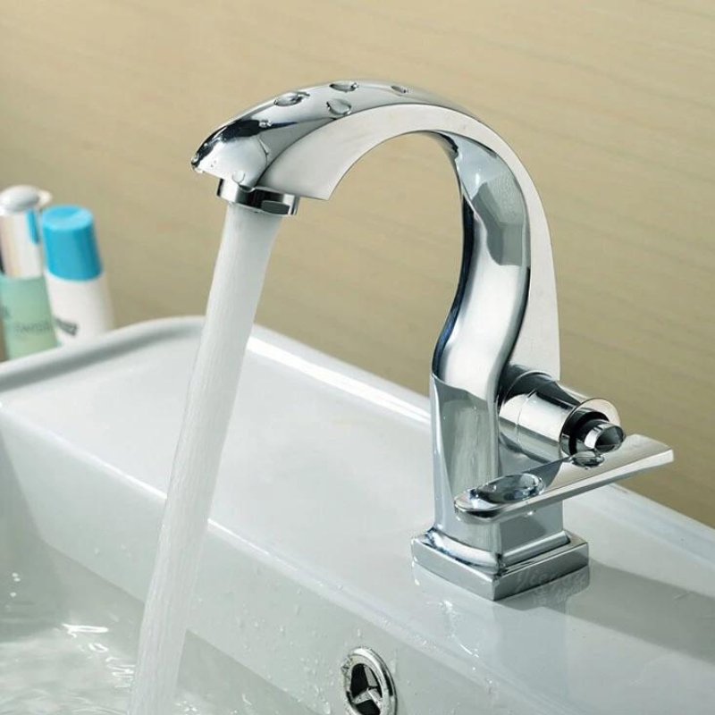 Torneira para banheiro Luxo Bica Alta Monocomando em Cromado Premium Brilhante.