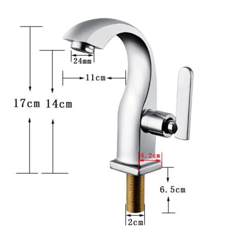 Torneira para banheiro Luxo Bica Alta Monocomando em Cromado Premium Brilhante.