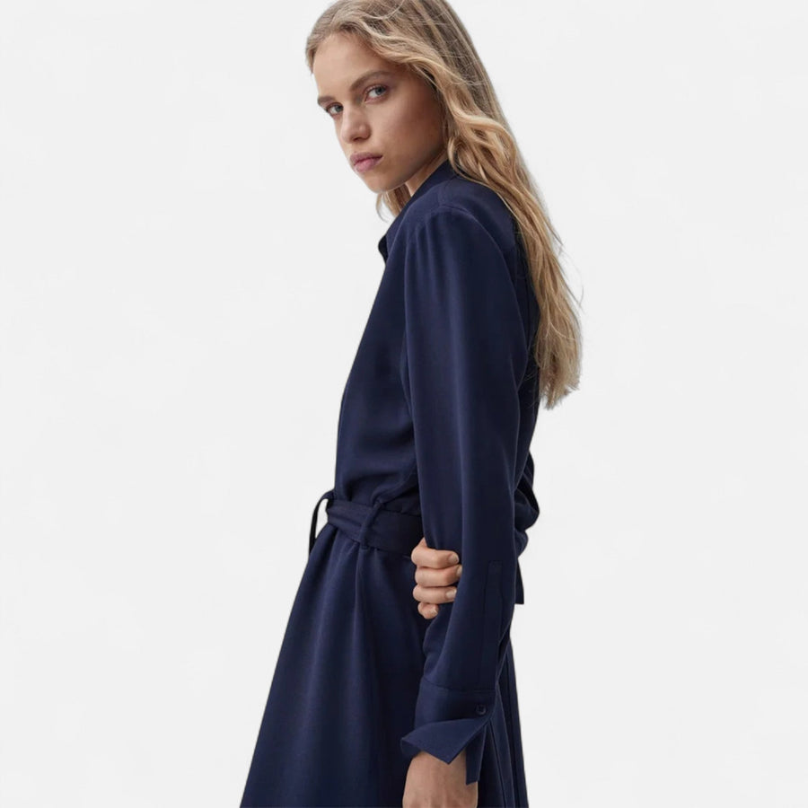 Vestido Camisa Midi em Algodão com Cinto para Mulheres - Corte Slim