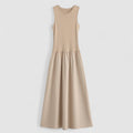 Vestido Diurno Feminino Cinturado de Patrimônio Bege