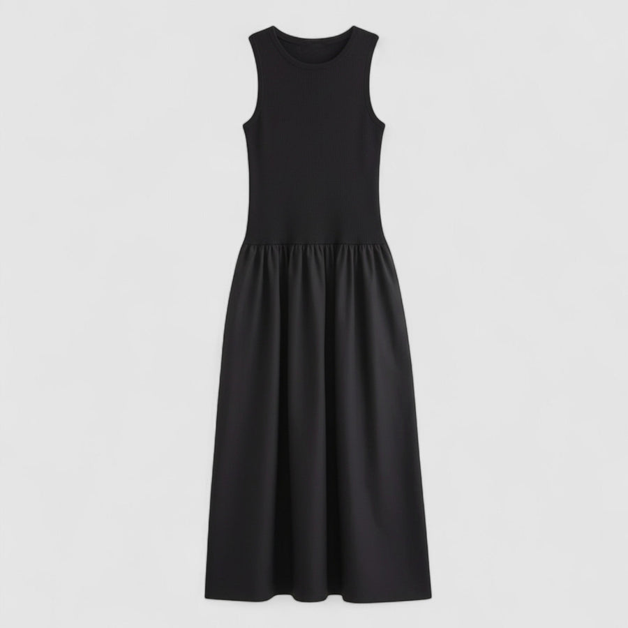 Vestido Diurno Feminino Cinturado de Patrimônio Preto