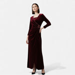 Vestido Envelope de Veludo para Mulheres Burgundy