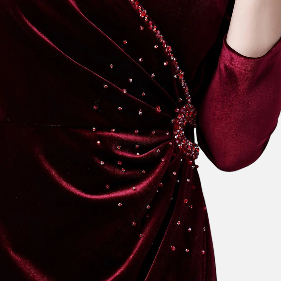 Vestido Envelope de Veludo para Mulheres