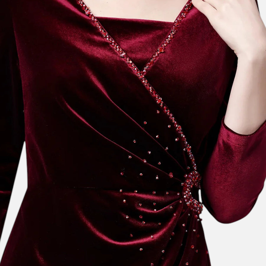 Vestido Envelope de Veludo para Mulheres