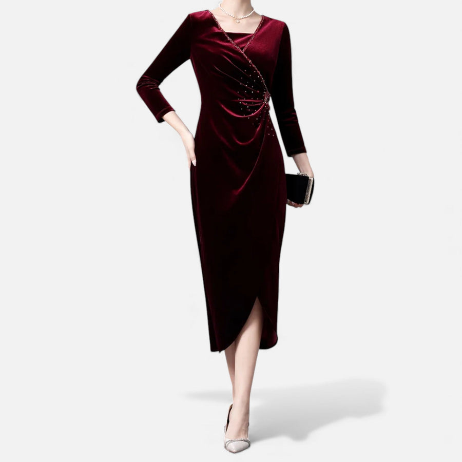 Vestido Envelope de Veludo para Mulheres