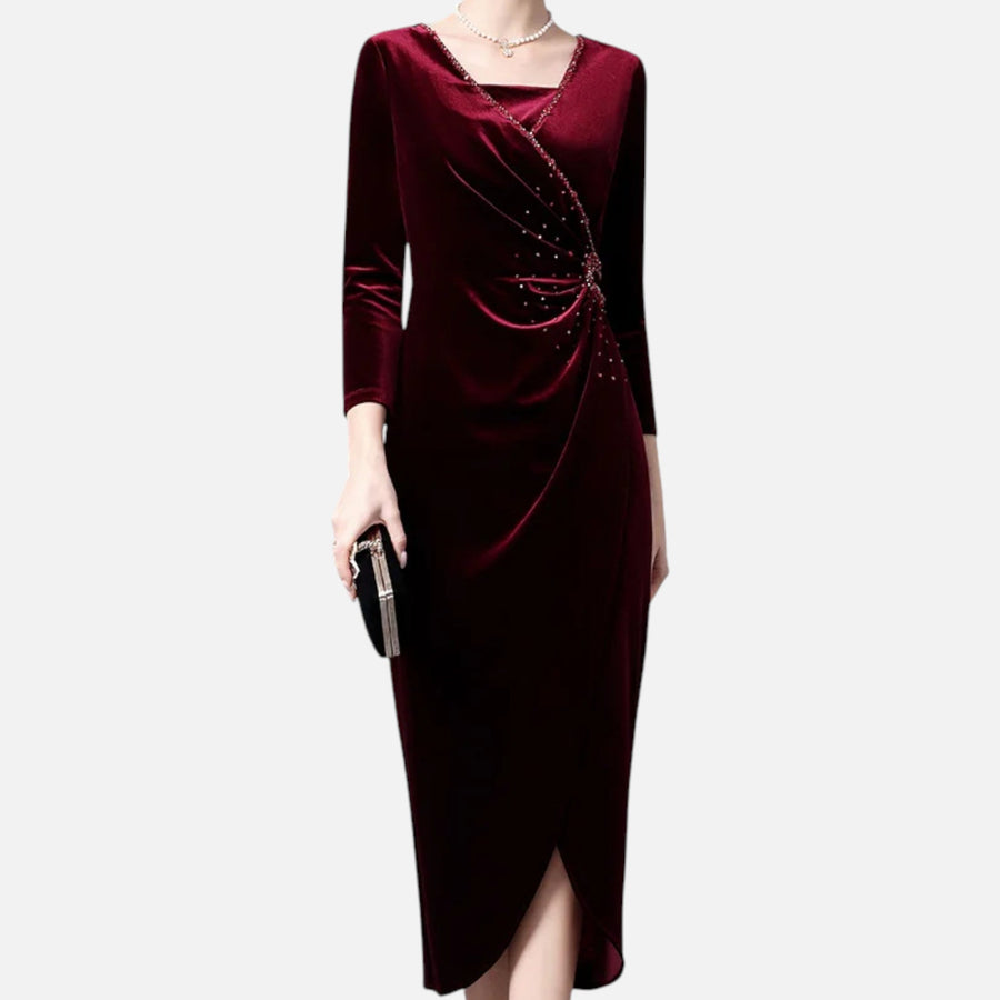 Vestido Envelope de Veludo para Mulheres