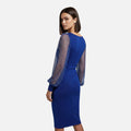 Vestido Justo de Malha com Decote em V e Lantejoulas para Mulheres