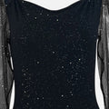 Vestido Justo de Malha com Decote em V e Lantejoulas para Mulheres