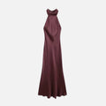 Vestido Longo de Cetim Sem Costas para Mulheres - Elegância e Conforto Bordô