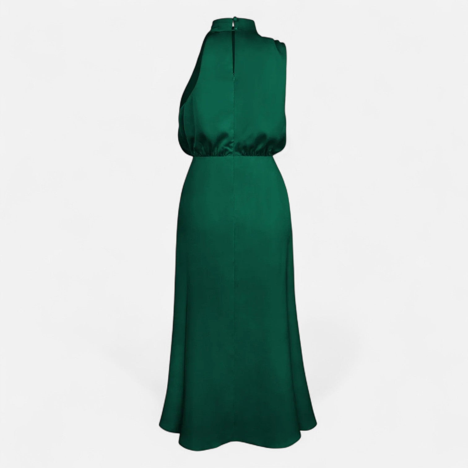 Vestido Longo de Cetim Sem Mangas para Mulheres – Caimento Fluido e Elegância Atemporal