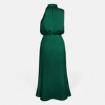 Vestido Longo de Cetim Sem Mangas para Mulheres – Caimento Fluido e Elegância Atemporal