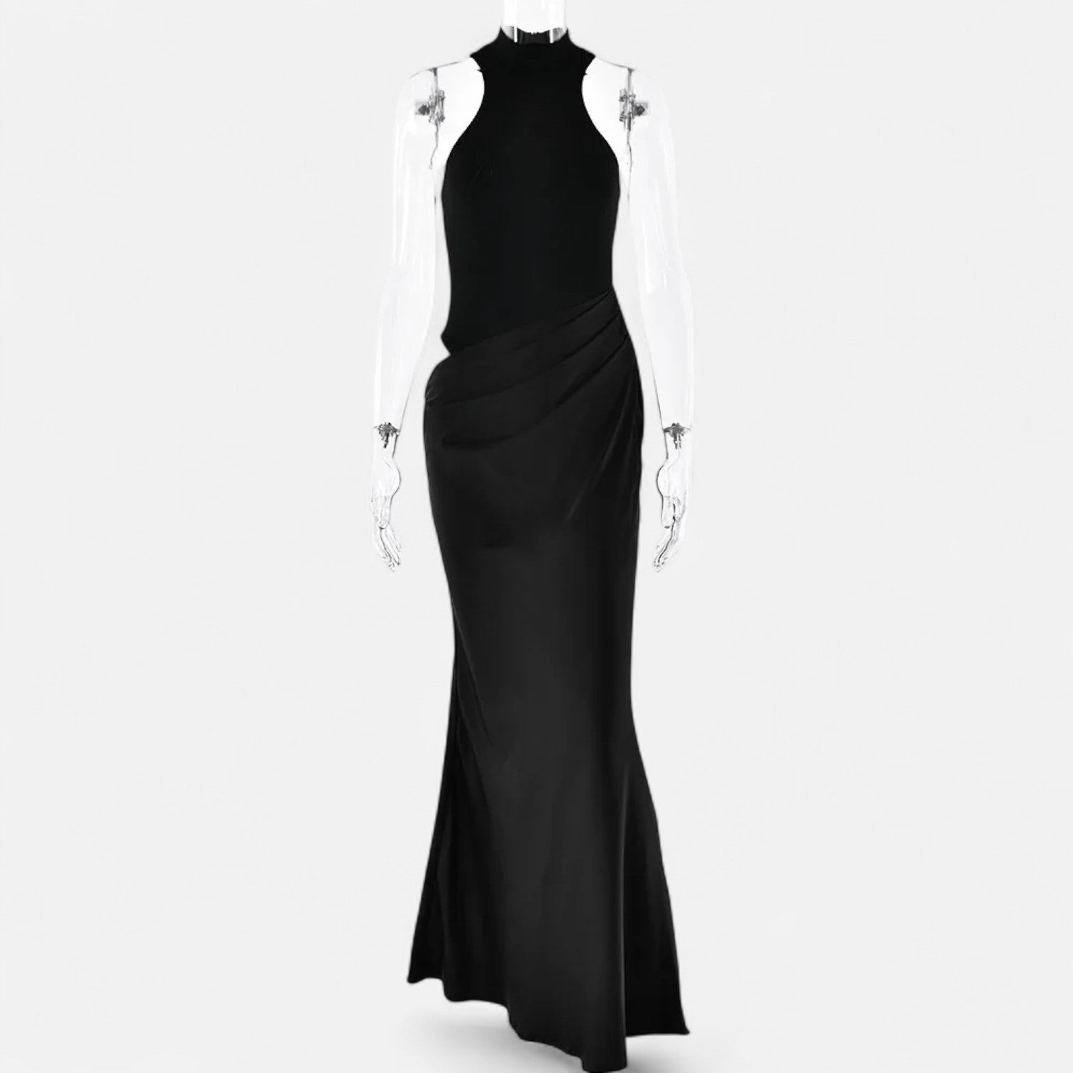 Vestido Maxi de Cetim com Recortes para Mulheres – Fluidez Sedosa e Silhueta Esculpida