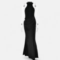 Vestido Maxi de Cetim com Recortes para Mulheres – Fluidez Sedosa e Silhueta Esculpida