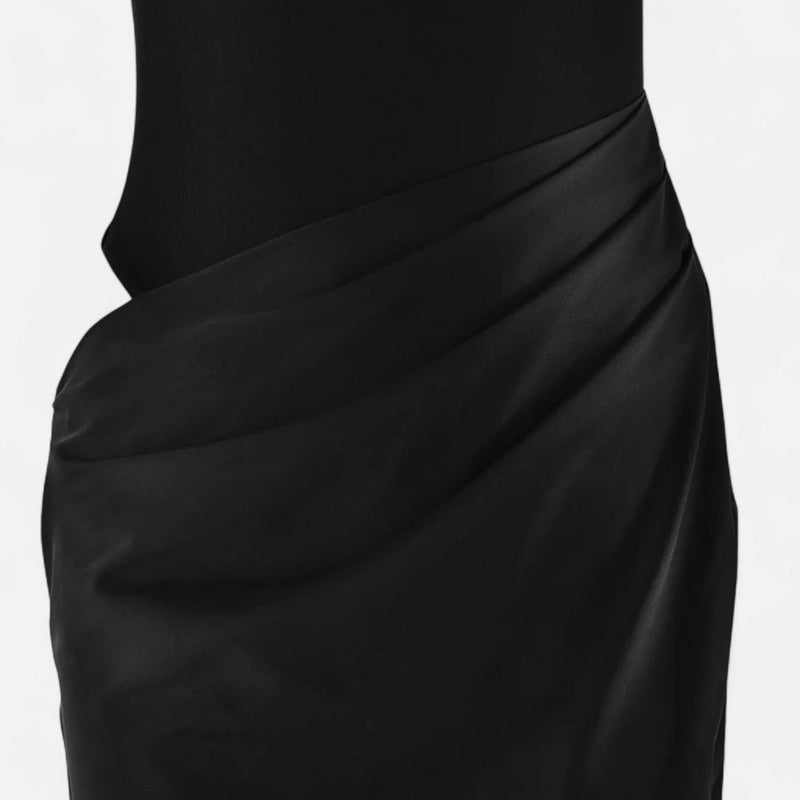 Vestido Maxi de Cetim com Recortes para Mulheres – Fluidez Sedosa e Silhueta Esculpida