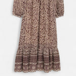 Vestido Midi Estampado Feminino – Elegância de Outono com Decote em V