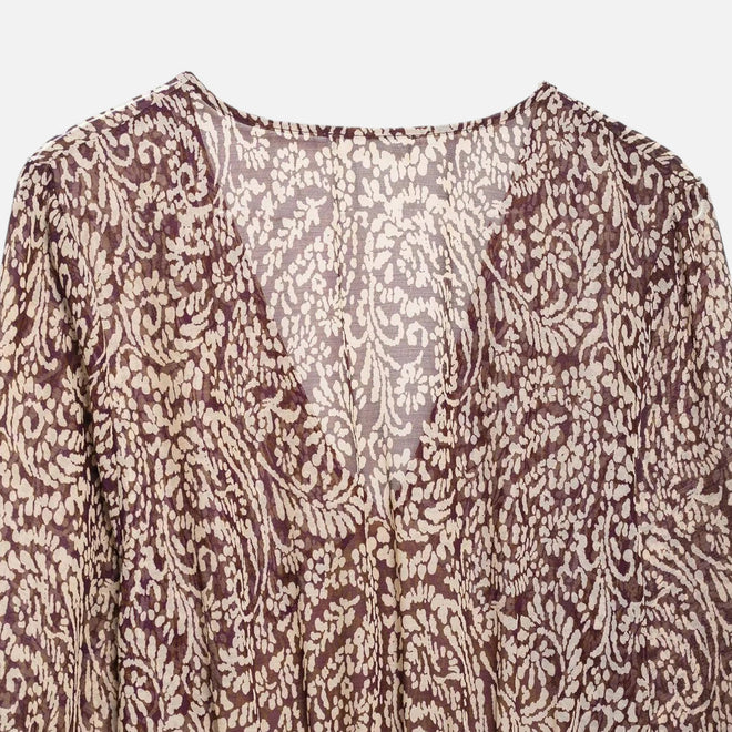 Vestido Midi Estampado Feminino – Elegância de Outono com Decote em V