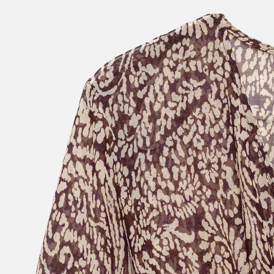 Vestido Midi Estampado Feminino – Elegância de Outono com Decote em V