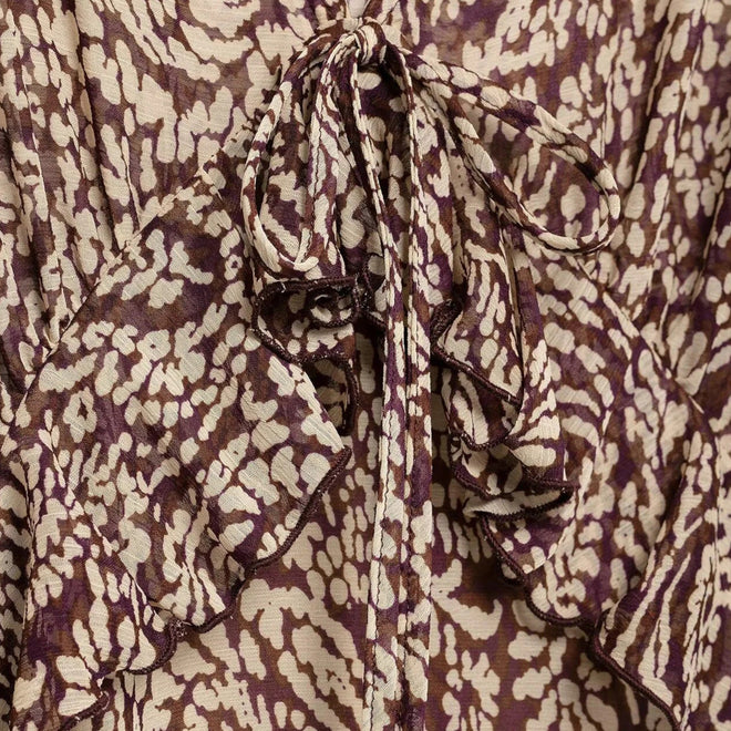 Vestido Midi Estampado Feminino – Elegância de Outono com Decote em V