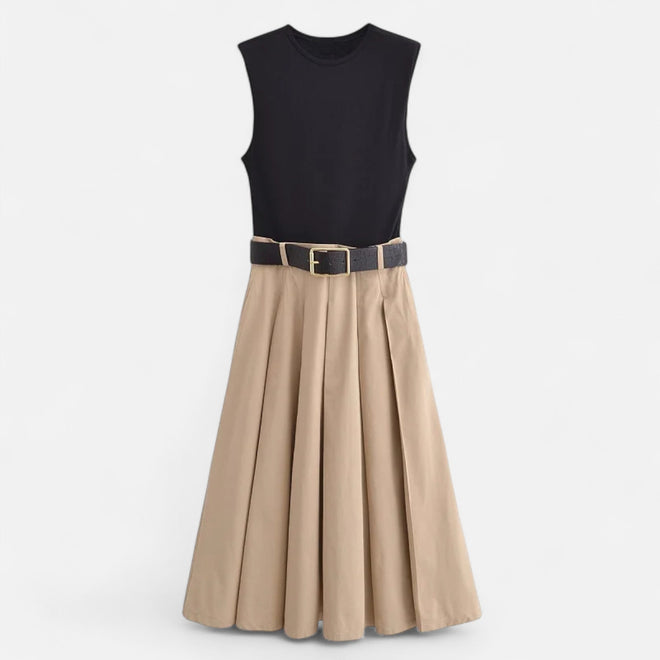 Vestido Midi Plissado em Tricot Feminino Preto