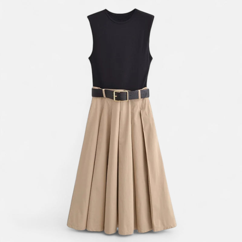 Vestido Midi Plissado em Tricot Feminino Preto