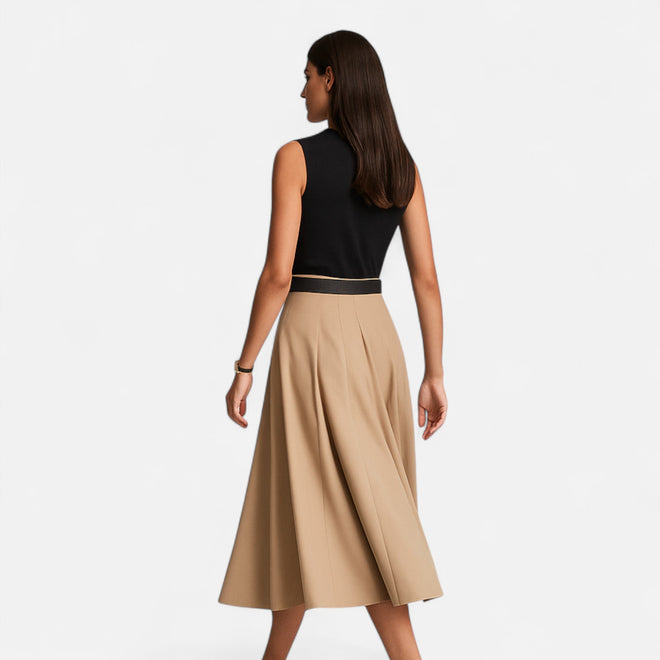 Vestido Midi Plissado em Tricot Feminino