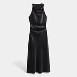 Vestido Midi de Cetim Elegante para Mulheres Preto