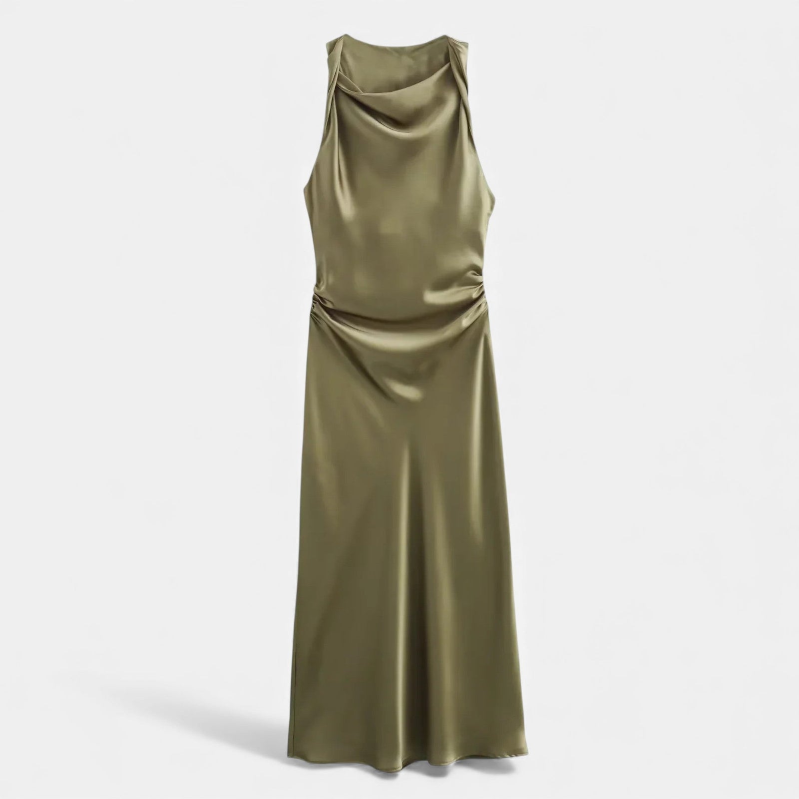 Vestido Midi de Cetim Elegante para Mulheres