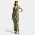 Vestido Midi de Cetim Elegante para Mulheres