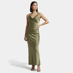 Vestido Midi de Cetim Elegante para Mulheres