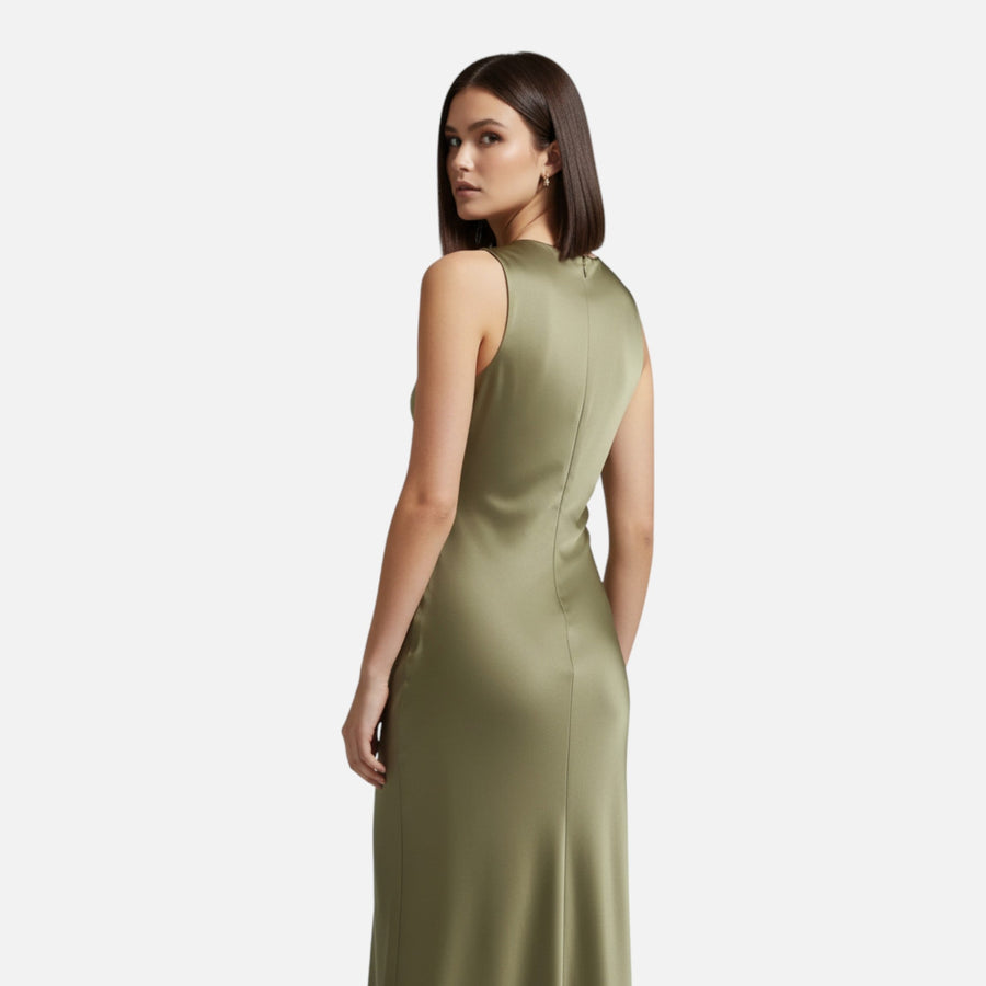 Vestido Midi de Cetim Elegante para Mulheres