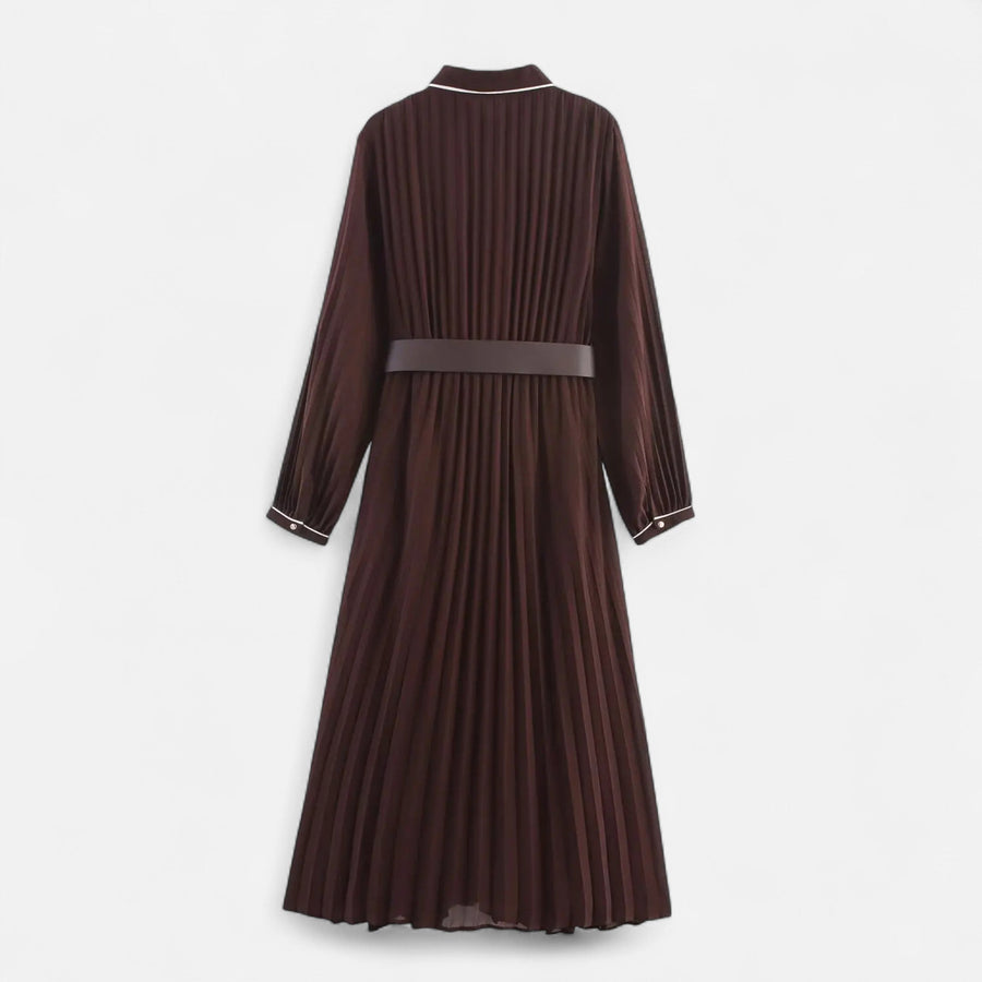 Vestido Midi de Chiffon para Mulheres – Elegância com Gola Reversa e Estilo Sofisticado