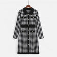 Vestido Tubinho Feminino em Preto e Branco Pied-de-Poule